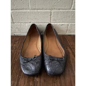 Tory Burch Blue Gray Mettalic Flats with Bow Tie 9.5